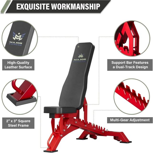 Alt view image 3 of 7 - MAJOR FITNESS Weight Bench - 1300LBS Weight Capacity and 36 Adjustable Positions Strength Training Bench for Garage and Home Gym Workouts