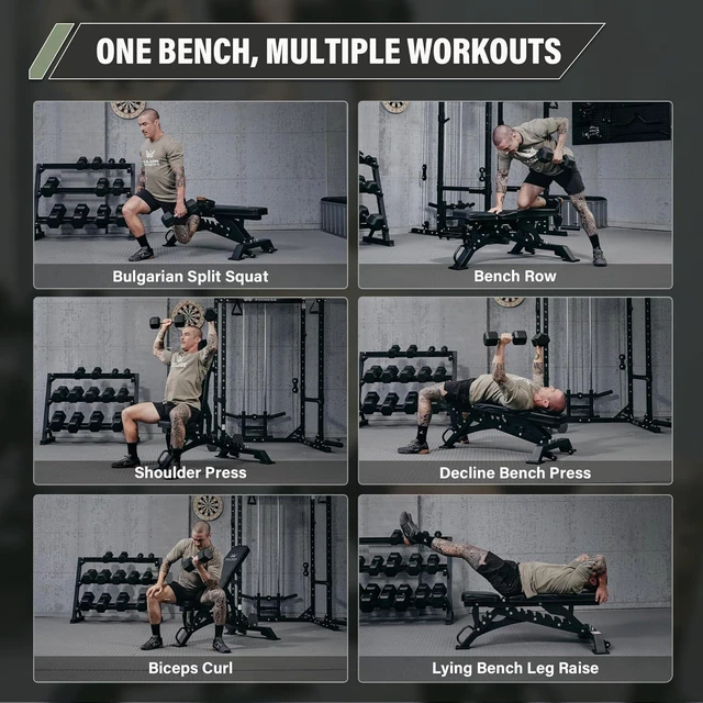 Alt view image 7 of 7 - MAJOR FITNESS Weight Bench, Adjustable Workout Bench for Strength Training, Bench Press, and Full-Body Workouts for Home Garage Gym