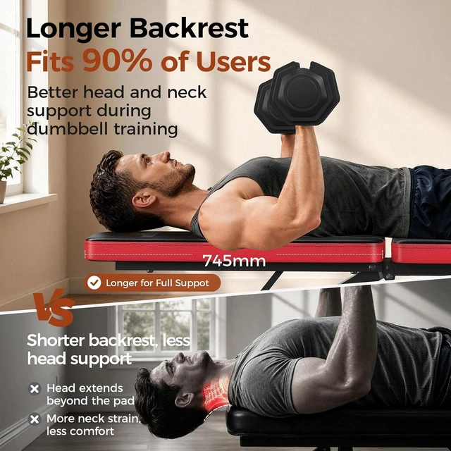 Alt view image 4 of 7 - NICEPEOPLE Adjustable Weight Bench for Home Gym, 660LBS Capacity Workout Bench with 8 Backrests for Chest Shoulders Arms, Compact and Foldable Strength Bench for Small Space Apartment Room