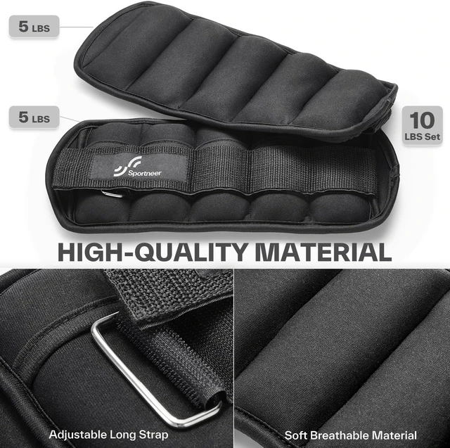 Alt view image 3 of 7 - Sportneer Adjustable Ankle Weights, 2-10 lb per Pair, Removable Weights