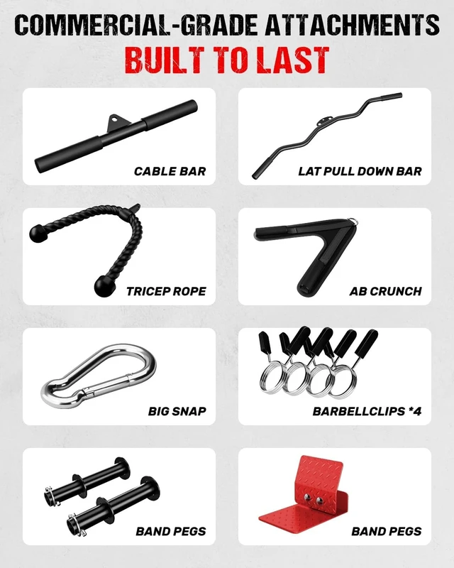 Alt view image 7 of 7 - LS01 LAT Pulldown Machine, LAT Row Cable Machine with AB Crunch, LAT Tower with Cable Row Attachments, 3 in 1 Pulley Stations for Home Gym