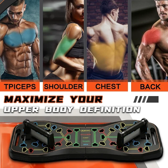 Alt view image 3 of 7 - Upgraded Push Up Board,36 in 1 Home Gym Equipment with Ab Roller Wheel & Resistance Bands, Portable Foldable Workout Board for Full Body Strength Training Men Women,Gift for Boyfriend