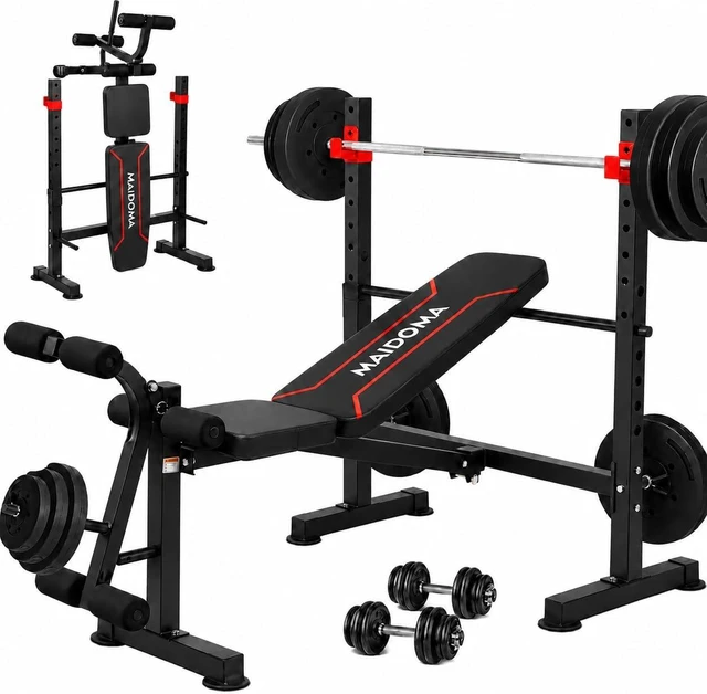 Main image of MAIDOMA Foldable 1500LBS Capacity 8 IN 1 Weight Bench Set with Leg Extension/Squat Rack/Preacher Curl, Adjustable Bench Press for Home Gym Full Body Workout (US Stock)