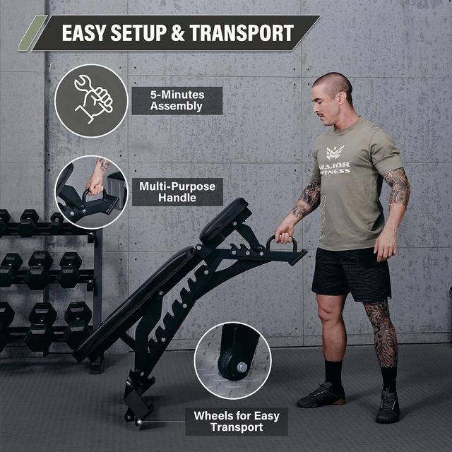 Alt view image 5 of 7 - MAJOR FITNESS Weight Bench, Adjustable Workout Bench for Strength Training, Bench Press, and Full-Body Workouts for Home Garage Gym