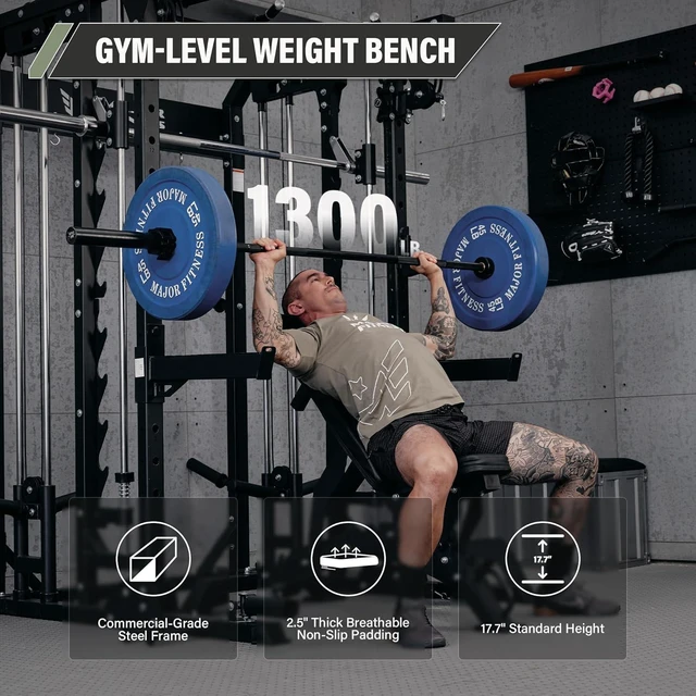 Alt view image 2 of 7 - MAJOR FITNESS Weight Bench, Adjustable Workout Bench for Strength Training, Bench Press, and Full-Body Workouts for Home Garage Gym