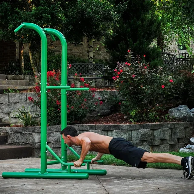 Alt view image 7 of 7 - Stamina Pull Up Bar Tower & Dip Station, Free Standing Outdoor Home Gym Equipment - Adjustable and Portable Workout Stand for Calisthenics Body Weight Training