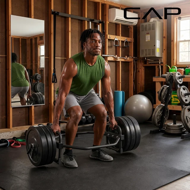 Alt view image 6 of 7 - CAP Olympic Trap & Shrug Bar with Elevated Grip, 500-Lb Capacity