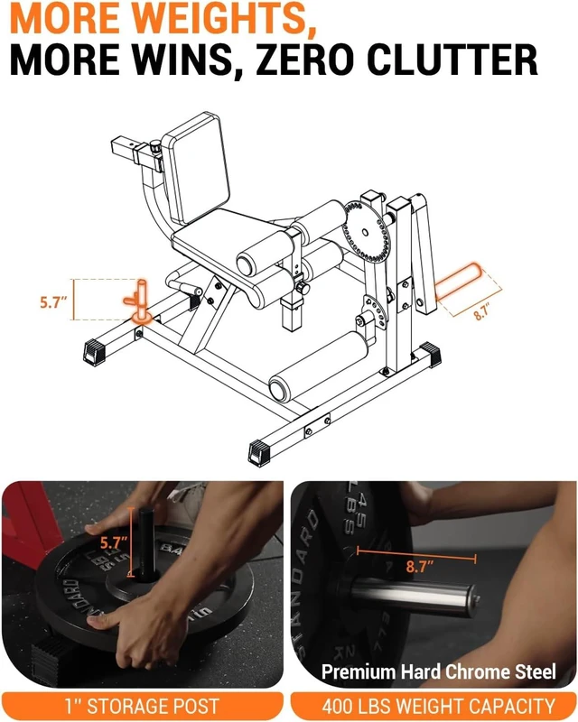 Alt view image 6 of 7 - GMWD Leg Extension and Curl Machine, Lower Body Special Leg Machine, Adjustable Leg Exercise Bench with Plate Loaded, Leg Rotary Extension for Thigh, Home Gym Weight Machine