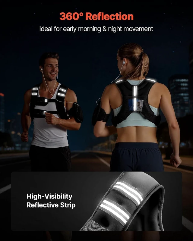 Alt view image 5 of 7 - VEVOR Weighted Vest, 12/16/20/30 lbs Weight Vest with Reflective Stripe, Adjustable Buckle Body Weight Vest, Workout Equipment for Strength Training, Running, Jogging, Fitness, and Weight Loss
