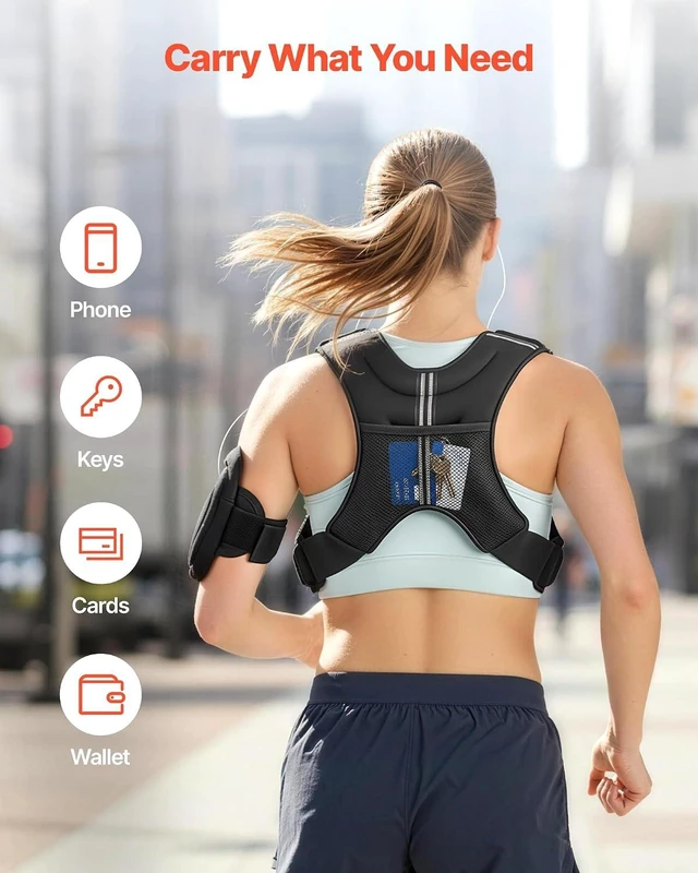 Alt view image 6 of 7 - VEVOR Weighted Vest, 12/16/20/30 lbs Weight Vest with Reflective Stripe, Adjustable Buckle Body Weight Vest, Workout Equipment for Strength Training, Running, Jogging, Fitness, and Weight Loss