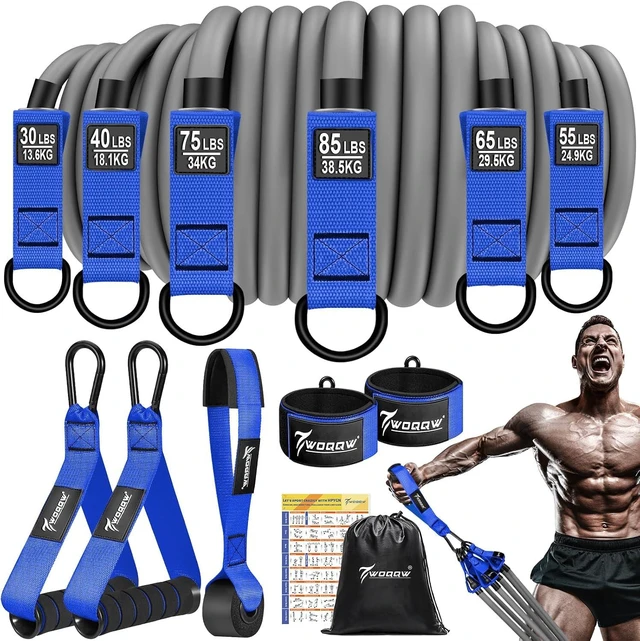 Main image of WOQQW Heavy Resistance Bands for Working Out, 350lbs/450lbs Exercise Bands with Handles, Workout Bands Set for Men, Fitness Weight Bands for Muscle Strength Training,Stretching,Slim,Home Gym Equipment