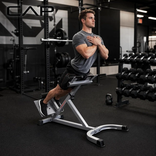 Alt view image 5 of 7 - CAP Strength Hyperextension Roman Chair, 300lb Capacity, Silver
