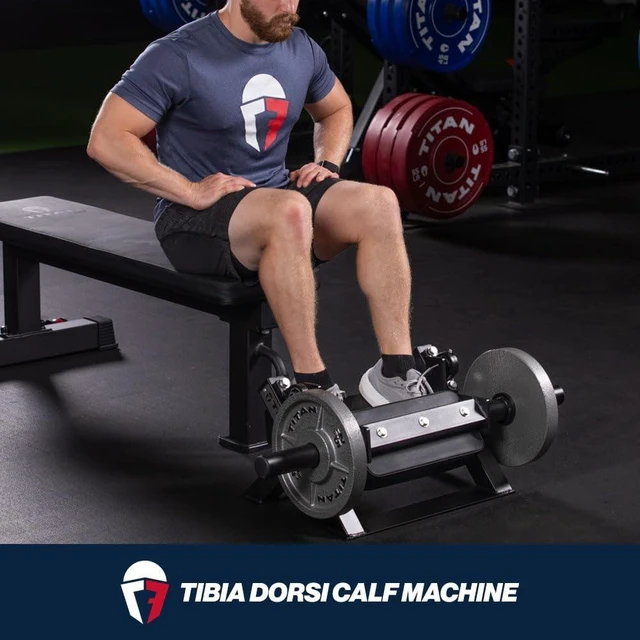 Alt view image 2 of 6 - Titan Fitness Plate-Loaded Tibia Dorsi Calf Machine, Rated 200 LB, Fits Olympic-Sized Change Plates, Flexion Lower Body Training Calf Raise Machine, Leg Day Essential Tibia Isolation