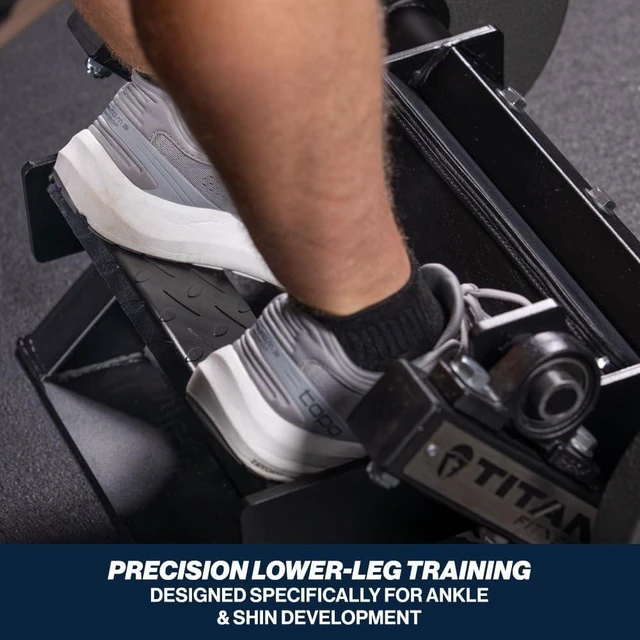 Alt view image 3 of 6 - Titan Fitness Plate-Loaded Tibia Dorsi Calf Machine, Rated 200 LB, Fits Olympic-Sized Change Plates, Flexion Lower Body Training Calf Raise Machine, Leg Day Essential Tibia Isolation