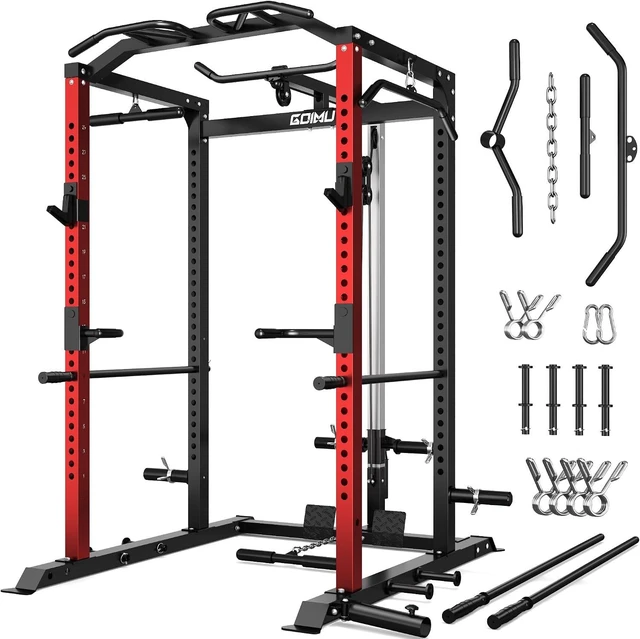 Main image of C1-V4 Power Cage, 2000LBS Squat Rack with LAT Pulldown, Multi-Function Weight Cage Strength Training Machine, Workout Cage with More Attachments for Home Gym Garage
