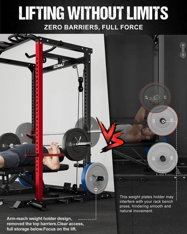 Alt view image 5 of 7 - C1-V4 Power Cage, 2000LBS Squat Rack with LAT Pulldown, Multi-Function Weight Cage Strength Training Machine, Workout Cage with More Attachments for Home Gym Garage