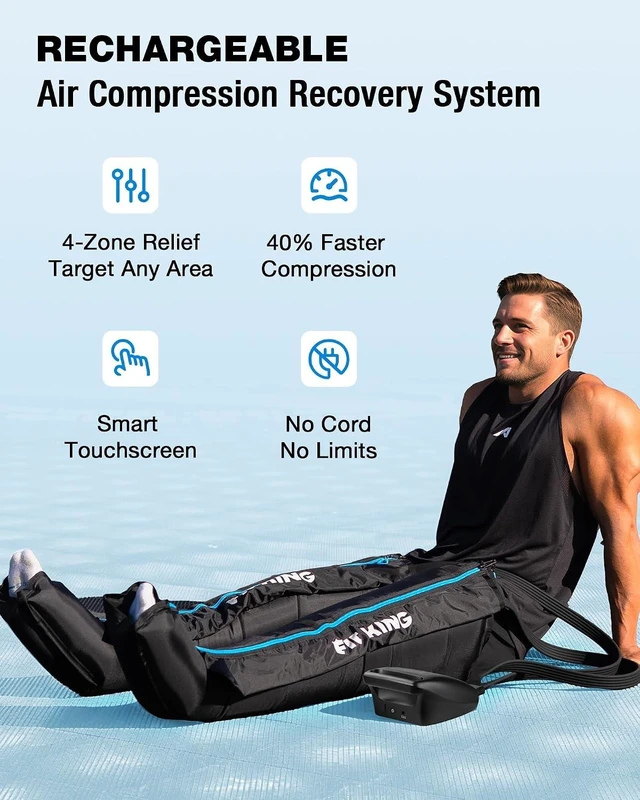 Alt view image 2 of 7 - FIT KING Air Compression Recovery System, Cordless Full Leg Massager