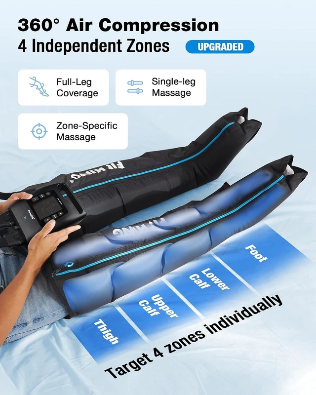 Alt view image 3 of 7 - FIT KING Air Compression Recovery System, Cordless Full Leg Massager