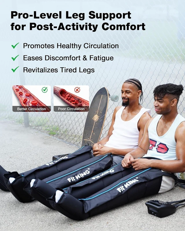 Alt view image 4 of 7 - FIT KING Air Compression Recovery System, Cordless Full Leg Massager