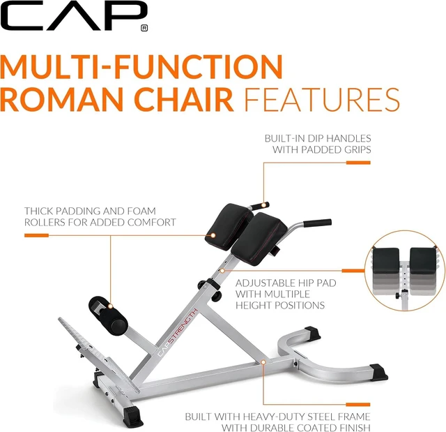 Alt view image 3 of 7 - CAP Strength Hyperextension Roman Chair, 300lb Capacity, Silver