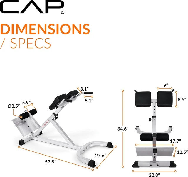 Alt view image 4 of 7 - CAP Strength Hyperextension Roman Chair, 300lb Capacity, Silver