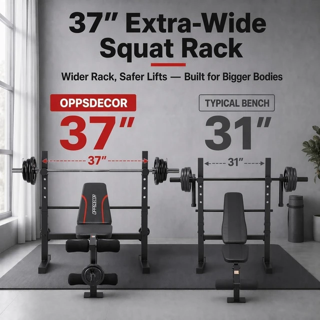 Alt view image 5 of 7 - OPPSDECOR Weight Bench Set for Home Gym, 900LBS Adjustable Bench Press