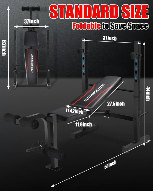 Alt view image 7 of 7 - OPPSDECOR Weight Bench Set for Home Gym, 900LBS Adjustable Bench Press