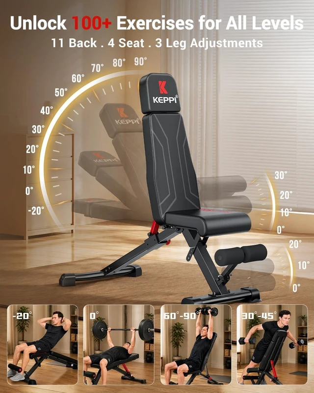 Alt view image 3 of 7 - Keppi Weight Bench 900Lb, Adjustable Foldable Sturdy Bench for Home Gym