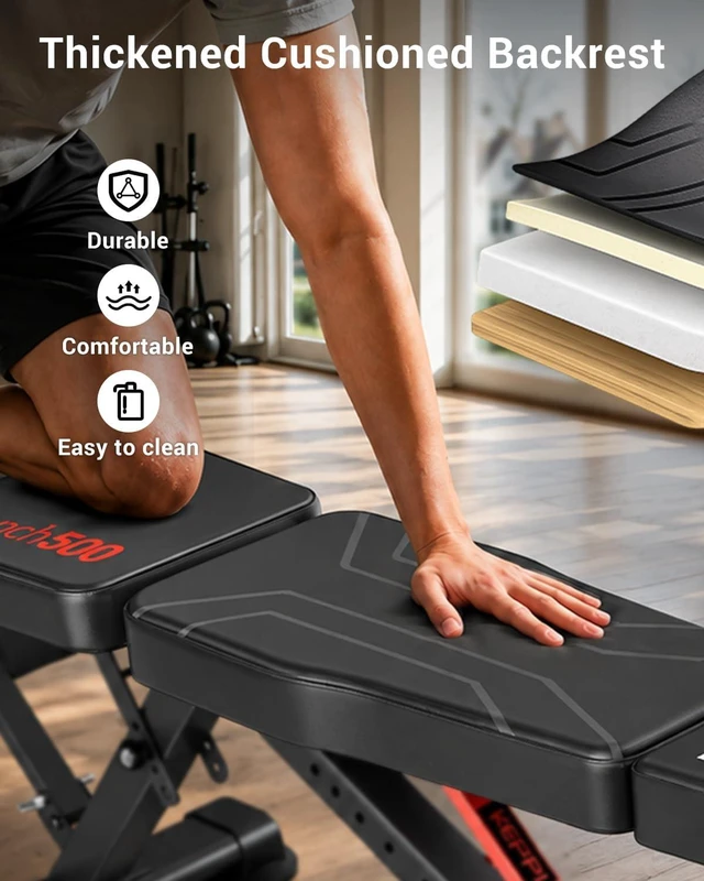 Alt view image 5 of 7 - Keppi Weight Bench 900Lb, Adjustable Foldable Sturdy Bench for Home Gym