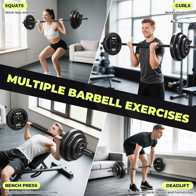 Alt view image 4 of 7 - AboveGenius 45 lb Barbell Weight Set, Adjustable Workout Bar