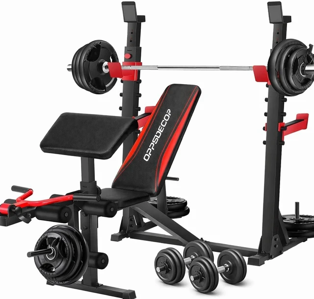 Main image of OPPSDECOR ASTM-Certified 900LBS Weight Bench Set with Squat Rack & Leg Extension, Preacher Curl Workout Bench & Bench Press Set for Home Gym Full Body Training