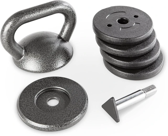 Alt view image 4 of 4 - Apex 20 lb Adjustable Kettlebell Handle Loads to 50 lbs 1 Inch Plates Only