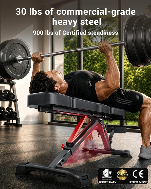 Alt view image 2 of 7 - Keppi Weight Bench 900Lb, Adjustable Foldable Sturdy Bench for Home Gym