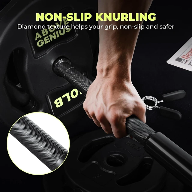 Alt view image 2 of 7 - AboveGenius 45 lb Barbell Weight Set, Adjustable Workout Bar