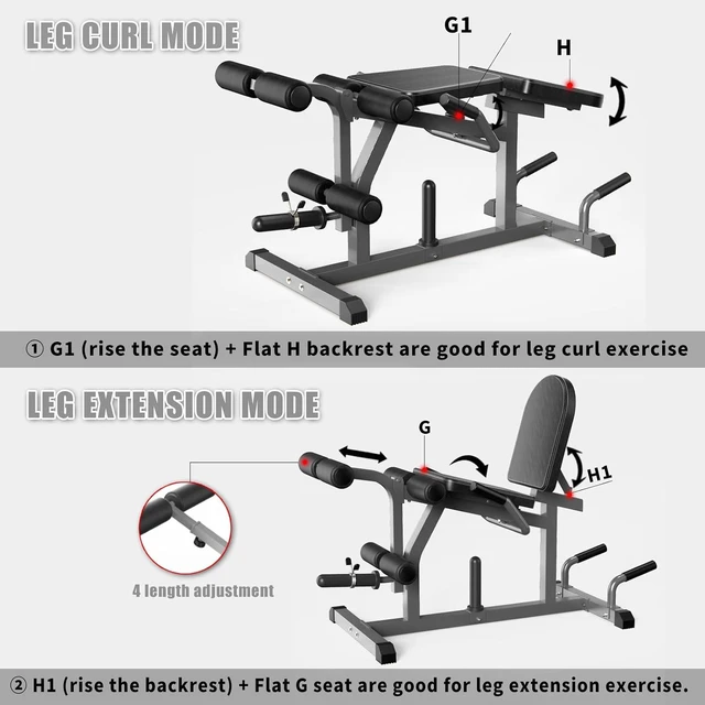 Alt view image 2 of 7 - Z ZHICHI 2-in-1 Leg Curl/Extension Machine,Home Use,Burn quads/Calves Fast