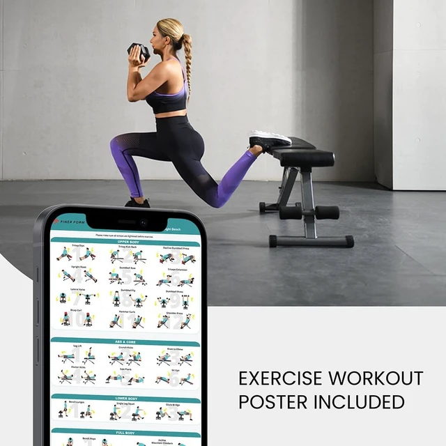 Alt view image 6 of 7 - Finer Form 5-in-1 Weight Bench for Home Gym, Adjustable and Foldable