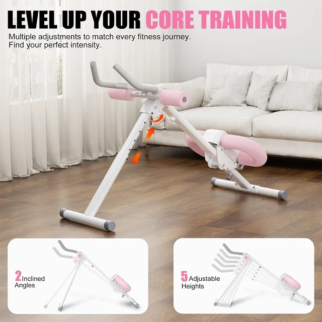 Alt view image 2 of 7 - Abdominal Trainers - Adjustable Ab Trainer Machine, Foldable Abdominal Workout Equipment with Knee Protection - Home Gym Core Strength Trainer for Men & Women