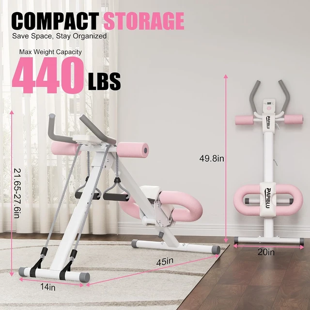 Alt view image 3 of 7 - Abdominal Trainers - Adjustable Ab Trainer Machine, Foldable Abdominal Workout Equipment with Knee Protection - Home Gym Core Strength Trainer for Men & Women