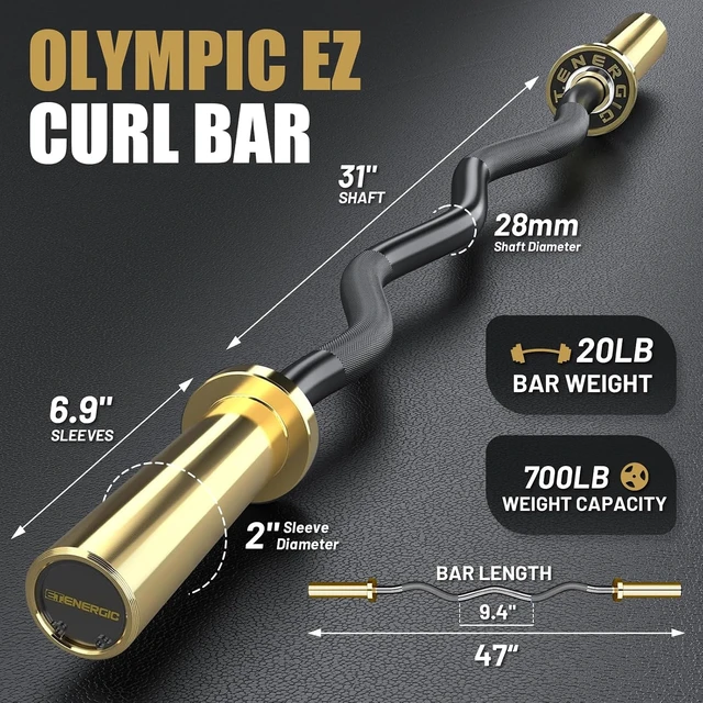 Alt view image 2 of 7 - 47 Solid Steel Olympic Curl Bars, 700LB
