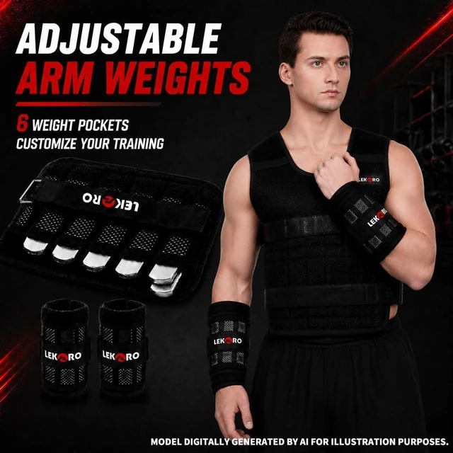 Alt view image 4 of 6 - Weighted Vest Set 44LB for Men & Women, Adjustable Workout Weight Vest with Steel Plates, Weighted Training Vest with Wrist Weights and Ankle Weights for Strength Training, HIIT, Rucking & Cardio