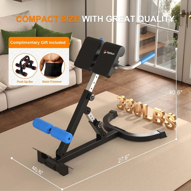 Alt view image 5 of 7 - Roman Chair,Foldable Back Extension Machine,Adjustable Ab Back Extension Machine,Core Strength Trainer,Back Exercise Machine for Glute,Ab Workouts,Full All-in-One Body Workout&Home Gym FitnessBlue