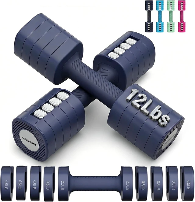 Main image of EAST MOUNT Adjustable Weight Dumbbells Set of 2, 8 in 1 Hand Weights for Women