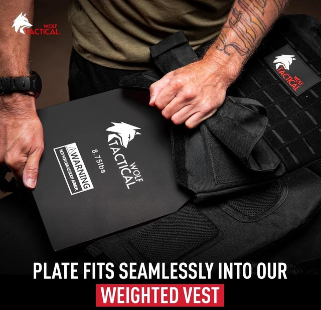 Alt view image 4 of 7 - WOLF TACTICAL Weight Vest Plates - 5.75/8.75/14.5/19.75LB Pairs - WODs, Strength Training, Running, Heavy Workouts
