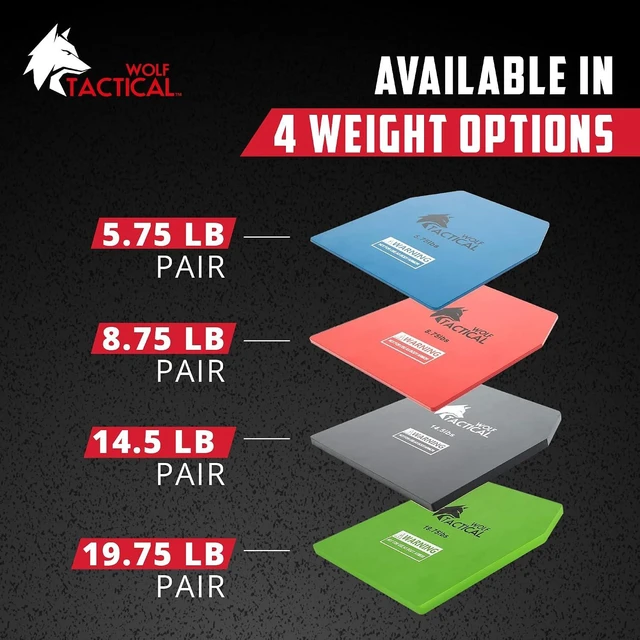Alt view image 7 of 7 - WOLF TACTICAL Weight Vest Plates - 5.75/8.75/14.5/19.75LB Pairs - WODs, Strength Training, Running, Heavy Workouts