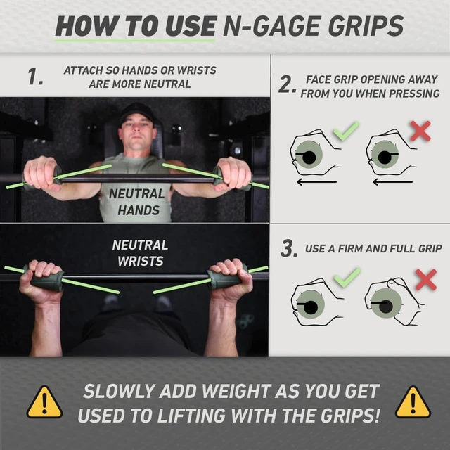 Alt view image 7 of 7 - N-Gage Grips Patented Angled Barbell Grips for Strength Training