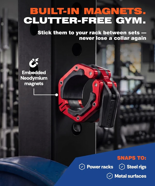 Alt view image 4 of 7 - Lock-Jaw Flex Magnetic Barbell Collars/Clamps, 2"/50mm Olympic Bars