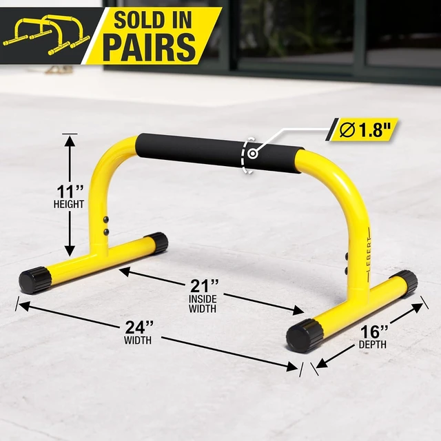 Alt view image 3 of 7 - Lebert Fitness Parallette Push Up Bars Dip Station Stand - Perfect for Home and Garage Gym Exercise Equipment - Gymnastics, Calisthenics, Strength Training Parallel Bars for Men and Women