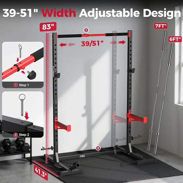 Alt view image 4 of 7 - FLYBIRD SR1 Squat Rack, Adjustable Power Rack for 6FT/7FT Barbells