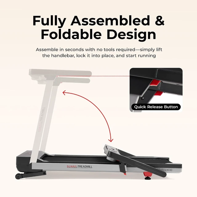 Alt view image 2 of 7 - Sunny Health & Fitness Fully Assembled Auto Incline Treadmill for Home Gym
