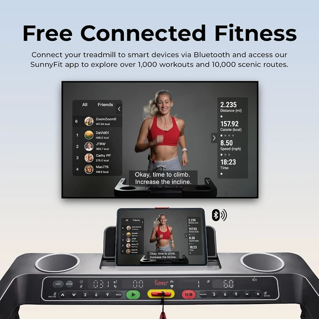 Alt view image 6 of 7 - Sunny Health & Fitness Fully Assembled Auto Incline Treadmill for Home Gym